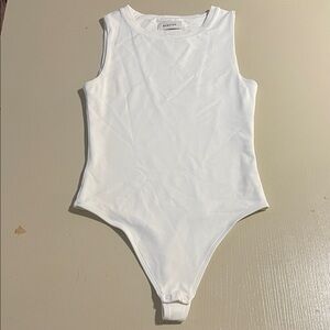 Babaton White Sleeveless Bodysuit